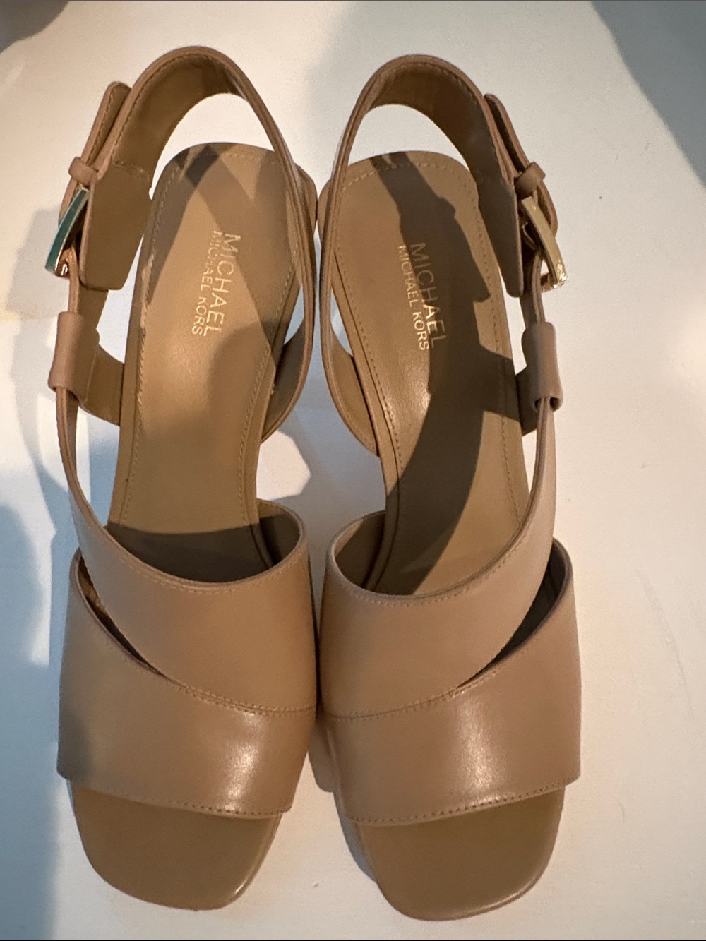 MICHAEL Michael Kors Beige Leather Slingback Sandals